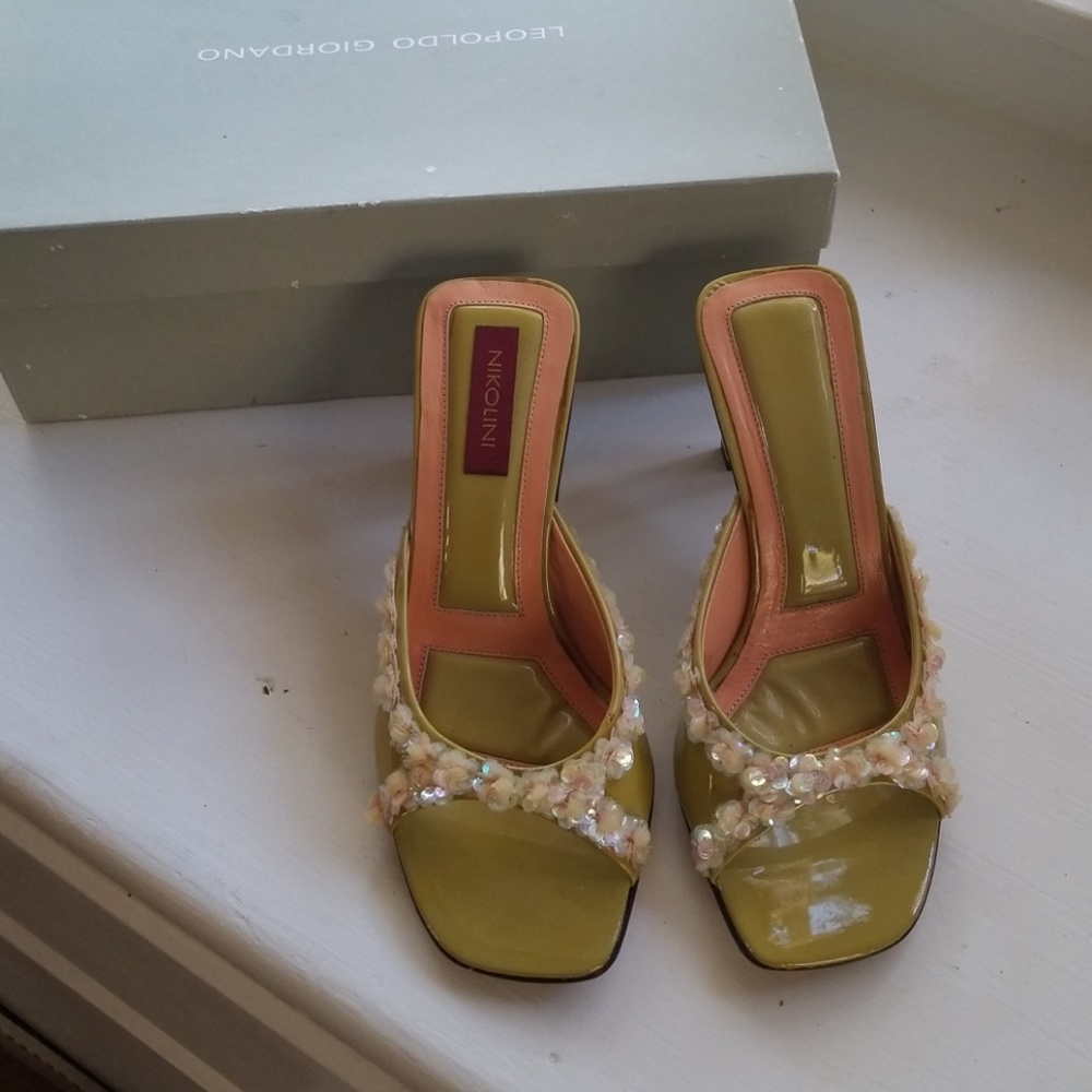 Green and pink Italian heels
